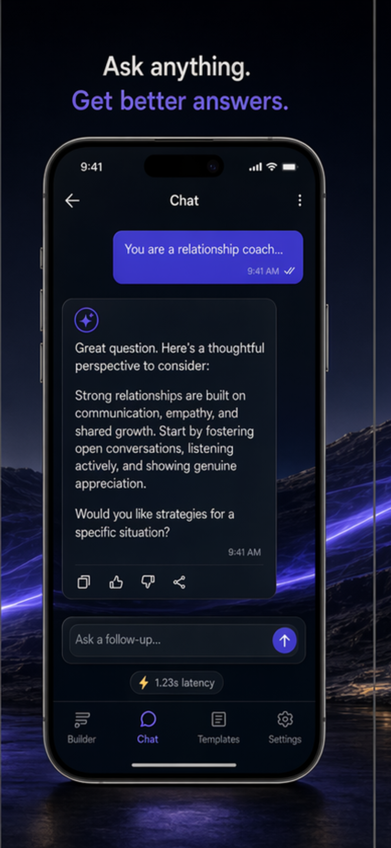 AskBetter chat screen on iPhone.